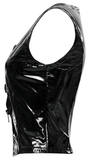 Slim Gothic Patent Leather Vest with Buckles Detail