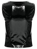 Slim Gothic Patent Leather Vest with Buckles Detail