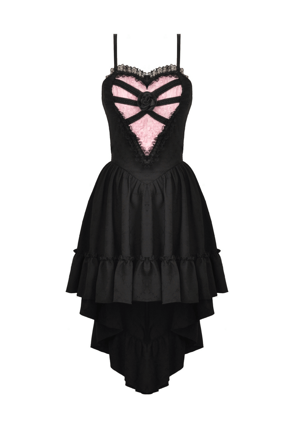 Sophisticated Black Dress for Women with Pink Lace Accents