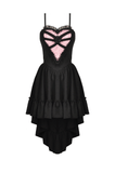 Sophisticated Black Dress for Women with Pink Lace Accents