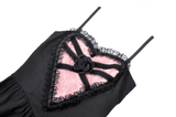 Sophisticated Black Dress for Women with Pink Lace Accents