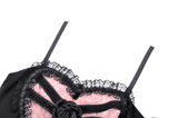 Sophisticated Black Dress for Women with Pink Lace Accents