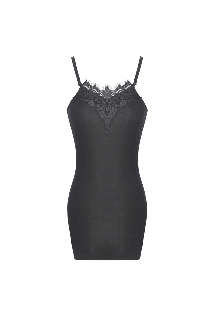 Sophisticated Bodycon Dress with Lace Trims and Straps