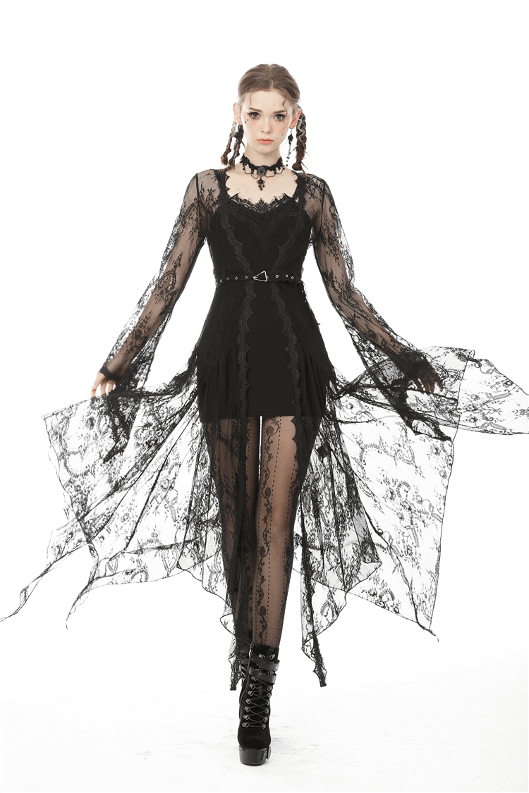 Sophisticated Bodycon Dress with Lace Trims and Straps