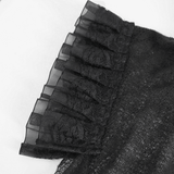 Sophisticated Women's Sheer Black Top with Ruffled Accents