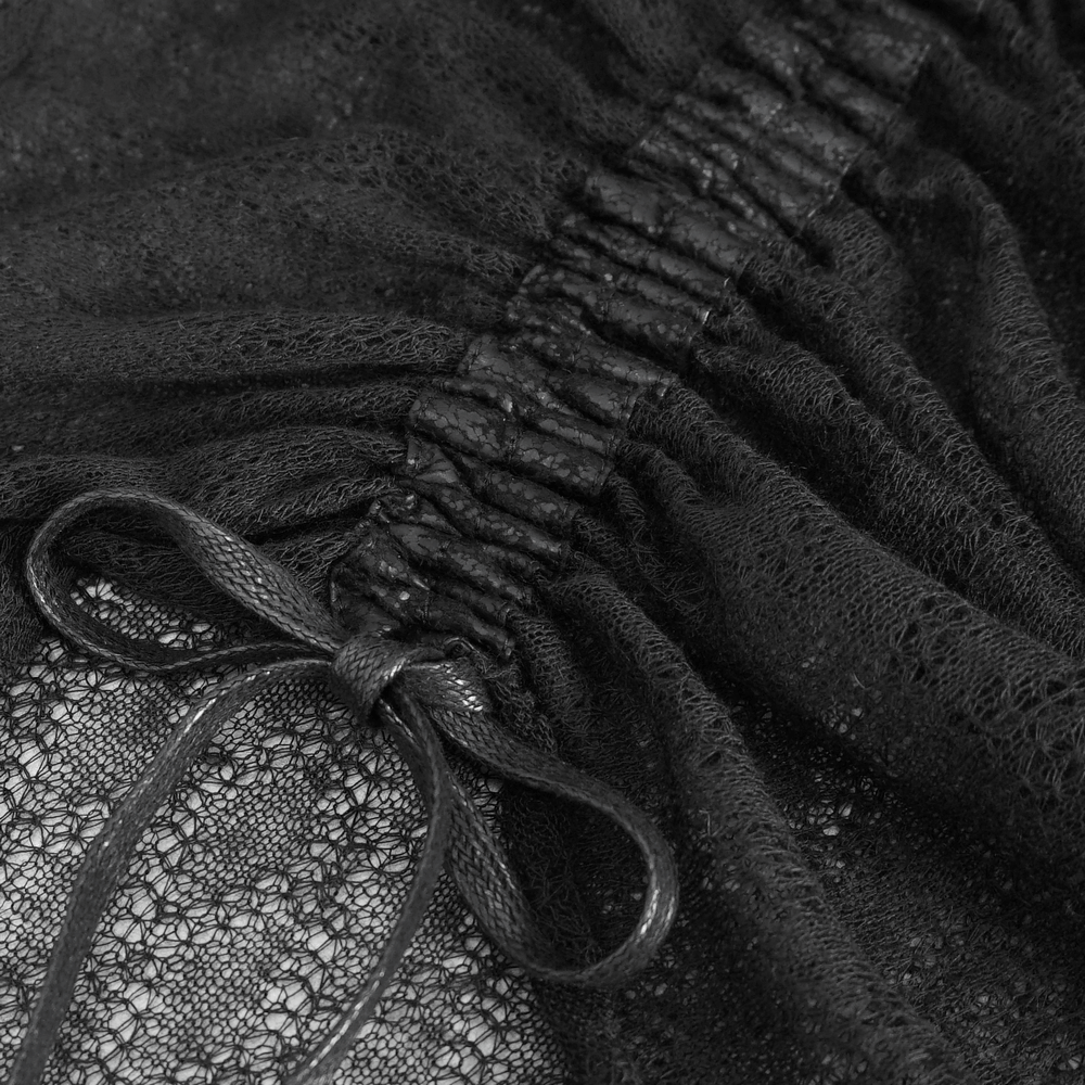 Sophisticated Women's Sheer Black Top with Ruffled Accents