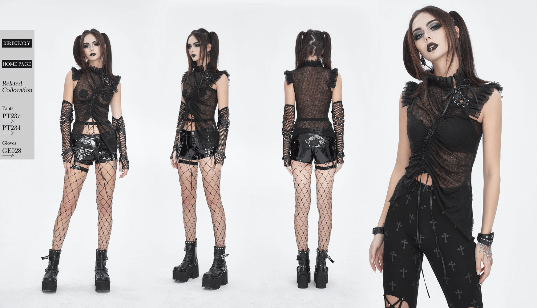 Sophisticated Women's Sheer Black Top with Ruffled Accents