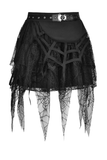 Spiderweb Lace Mini Skirt with Punk-inspired Belt Detail