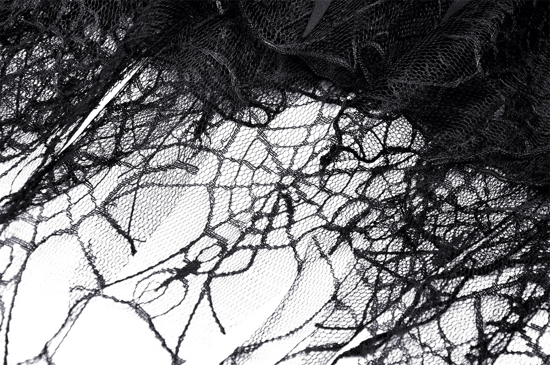 Spiderweb Lace Mini Skirt with Punk-inspired Belt Detail