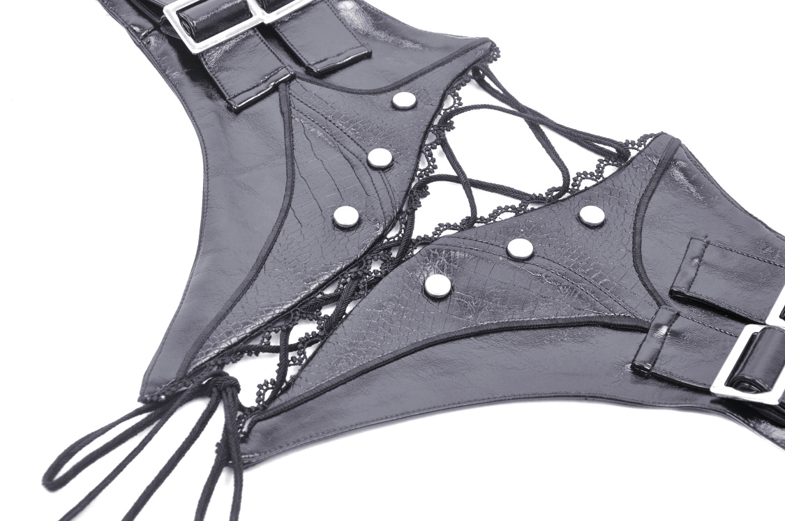 Steampunk-inspired Lace-Up Corset Belt from PU Leather