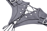 Steampunk-inspired Lace-Up Corset Belt from PU Leather