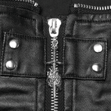 Steampunk Waist Vest with High Collar and Lace-Up Design