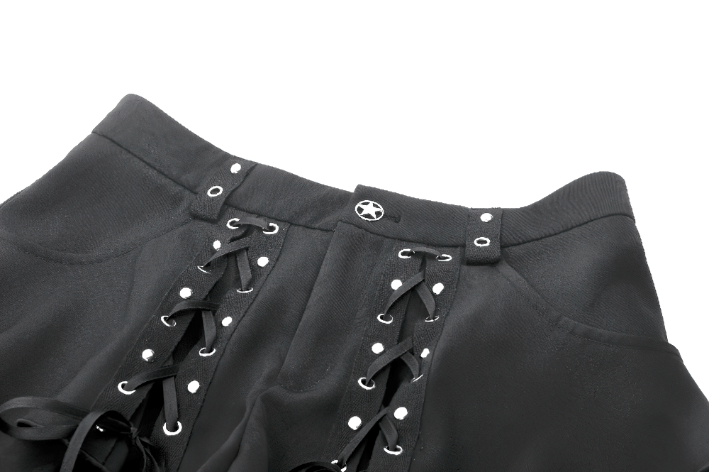 Strapped Black Gothic Shorts with Removable Flares
