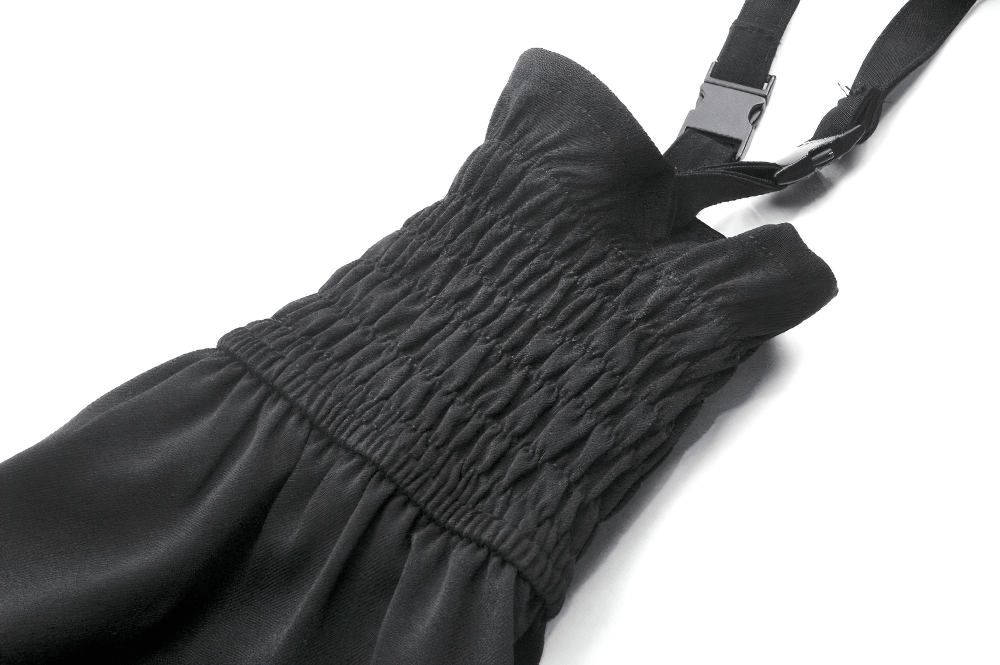 Strapped Black Gothic Shorts with Removable Flares