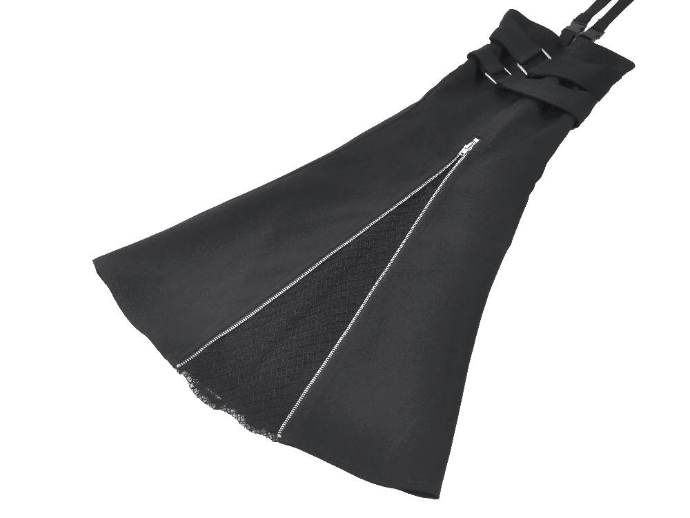 Strapped Black Gothic Shorts with Removable Flares