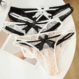 Strappy Low-Waist Lace Panties with Bows / Women's Sexy Underwear - EVE's SECRETS