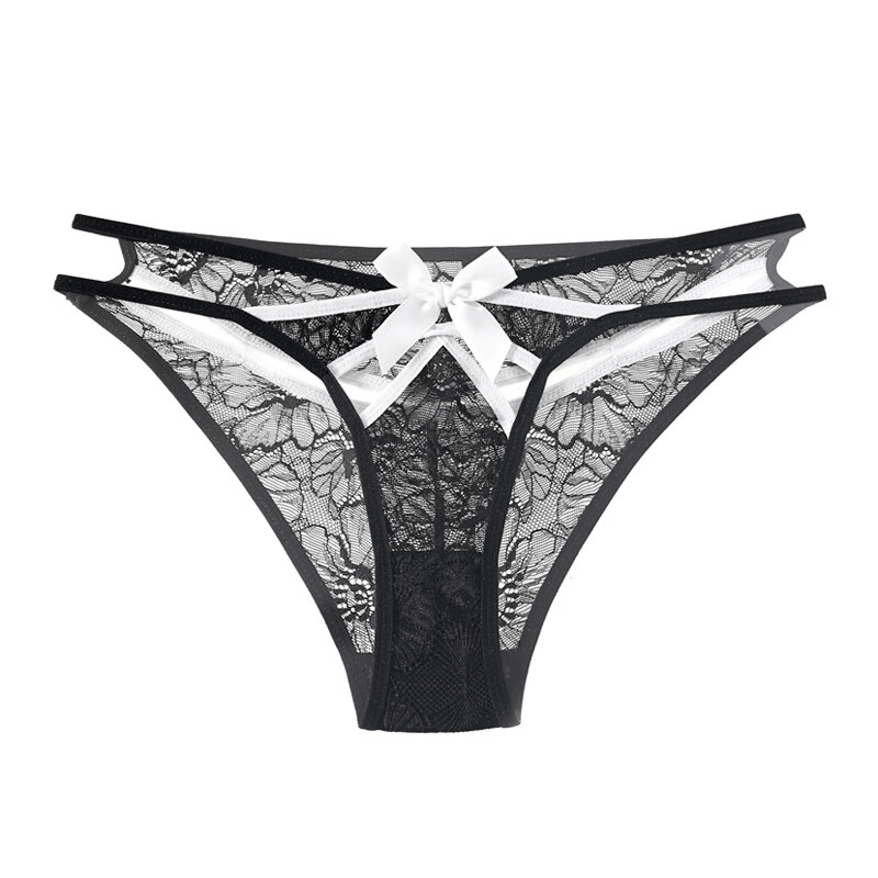 Strappy Low-Waist Lace Panties with Bows / Women's Sexy Underwear - EVE's SECRETS
