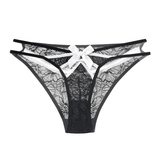 Strappy Low-Waist Lace Panties with Bows / Women's Sexy Underwear - EVE's SECRETS