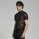 Stretch Mesh Tee with Print and Detailing on Shoulders