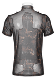 Stretch Mesh Tee with Print and Detailing on Shoulders