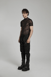 Stretch Mesh Tee with Print and Detailing on Shoulders