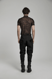 Stretch Mesh Tee with Print and Detailing on Shoulders