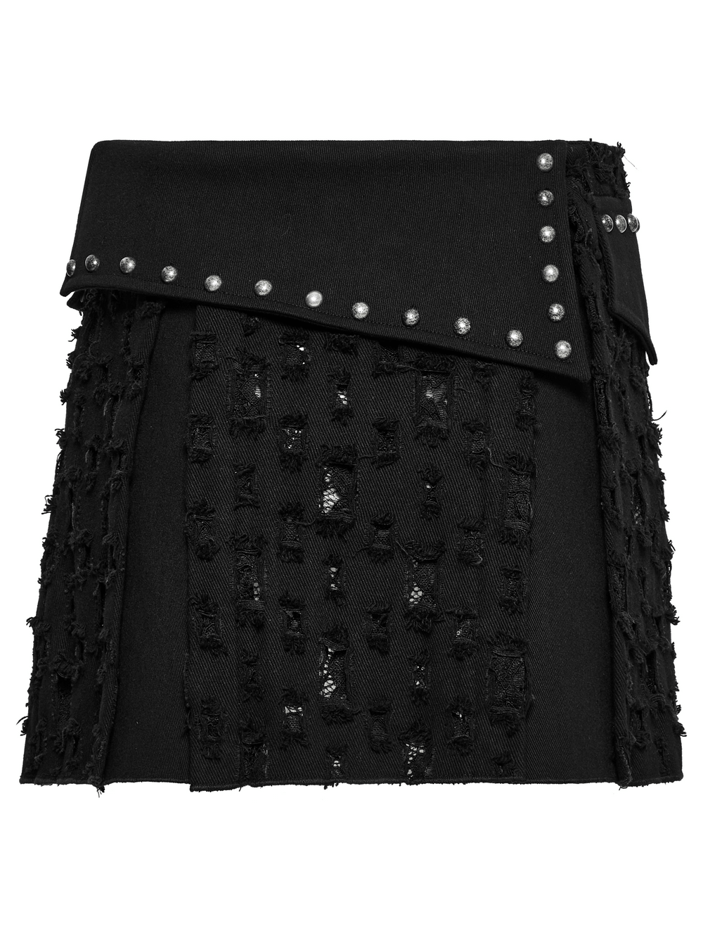 Studded Black Punk Mini Skirt with Safety Pins