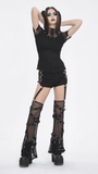 Studded Detail Mesh Garter Black Rave Booty Shorts