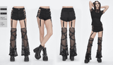 Studded Detail Mesh Garter Black Rave Booty Shorts
