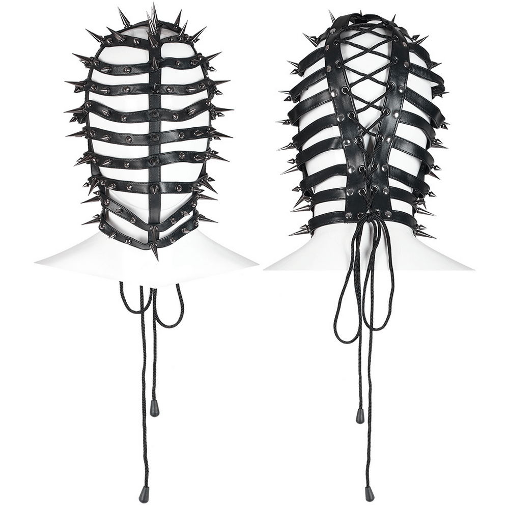 Stylish Adjustable Drawstring Spiked PU Headgear