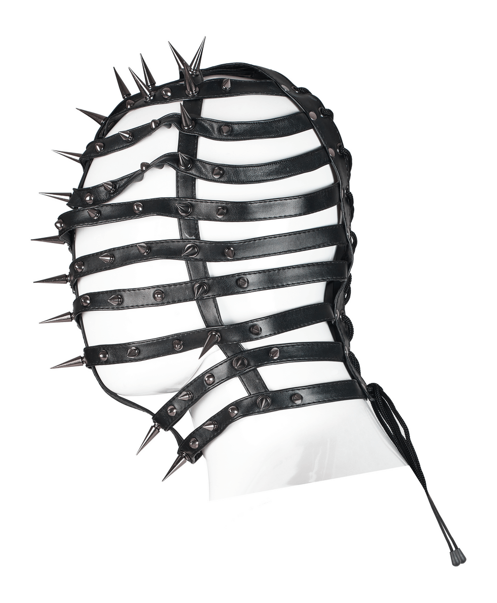 Stylish Adjustable Drawstring Spiked PU Headgear