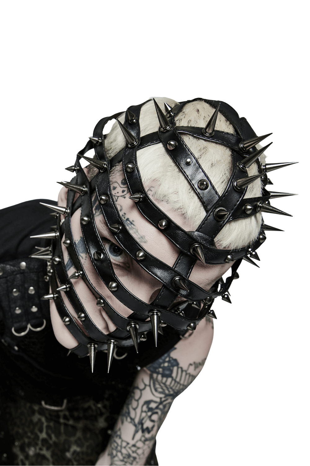 Stylish Adjustable Drawstring Spiked PU Headgear