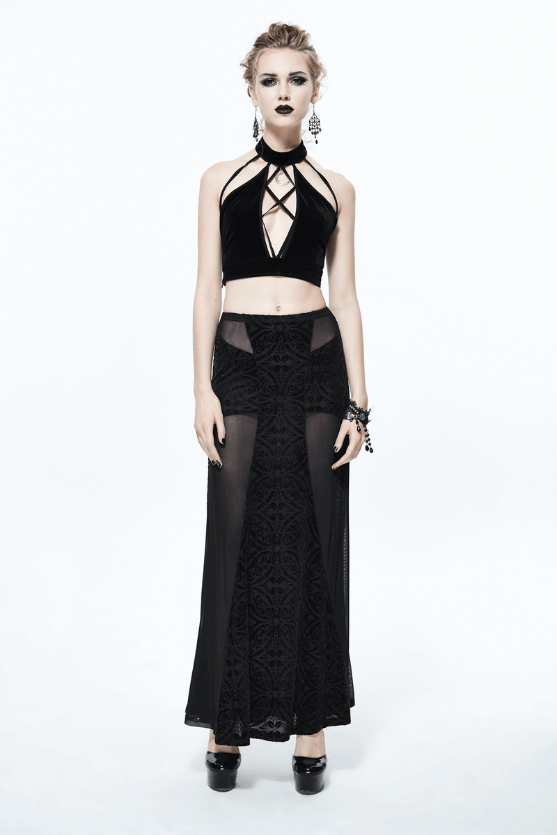 Stylish Black Women's Cross-Front Neck Crop Top