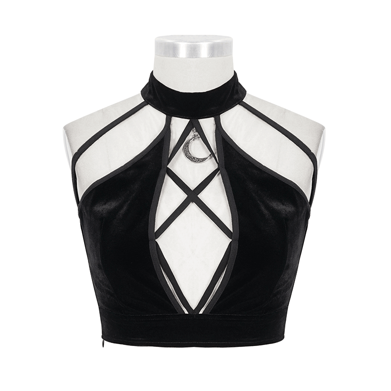 Stylish Black Women's Cross-Front Neck Crop Top