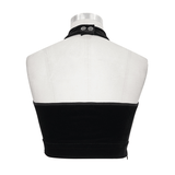 Stylish Black Women's Cross-Front Neck Crop Top