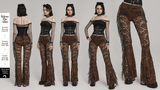 Stylish Brown Fringe Lace Pants with a Gothic Twist