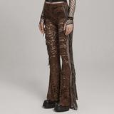 Stylish Brown Fringe Lace Pants with a Gothic Twist
