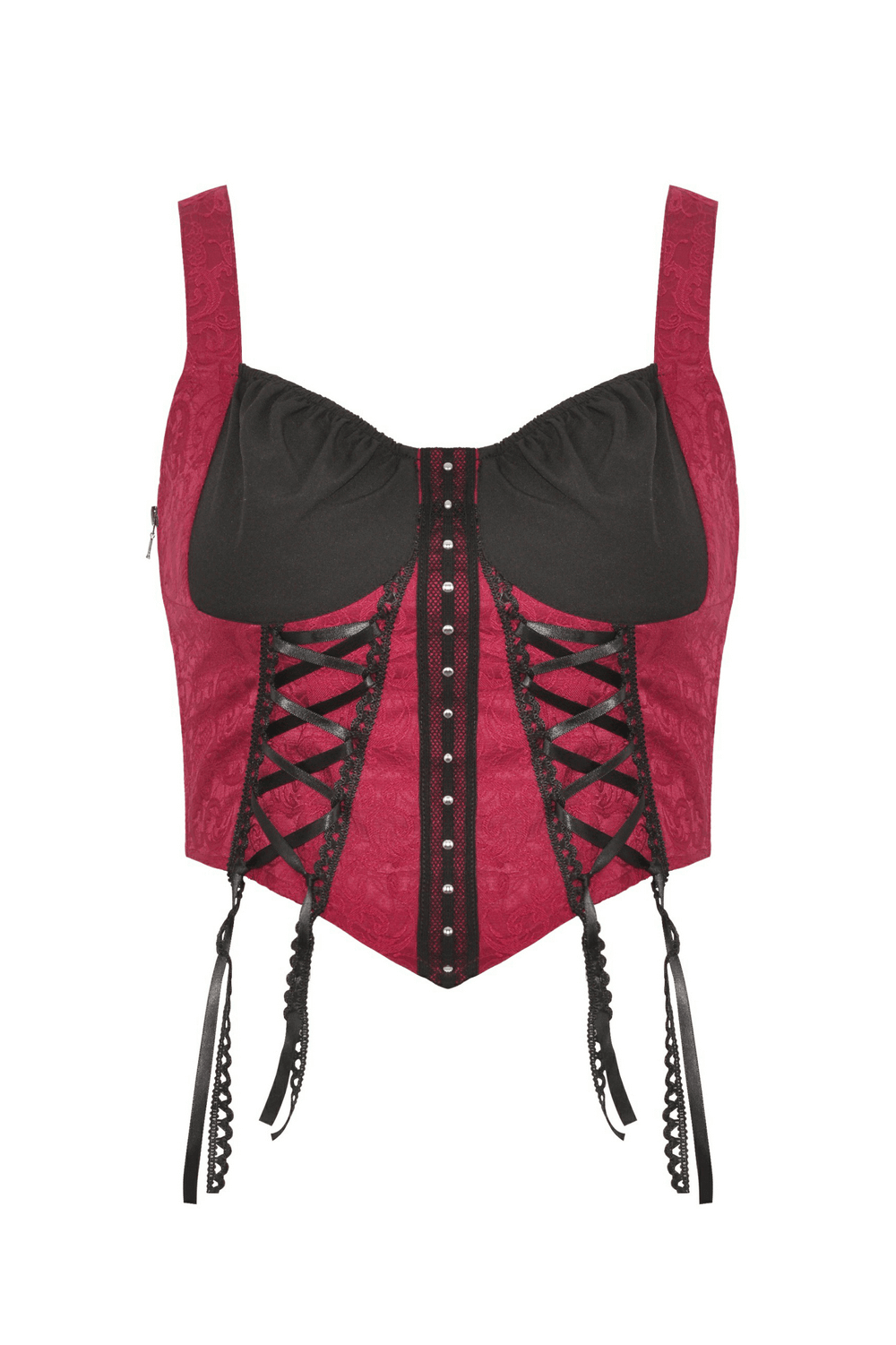 Stylish Corset With Black Accents and Delicate Lace Ties