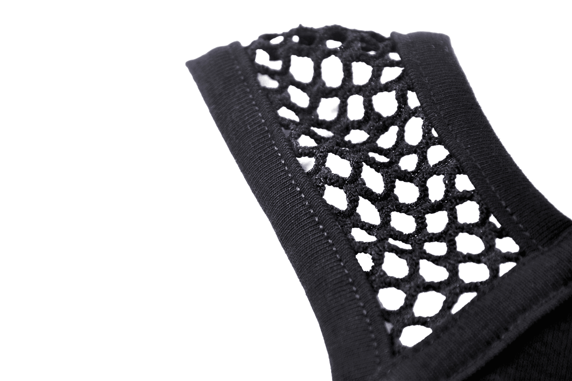 Stylish Crop Top with Mesh Panels and Choker Neckline