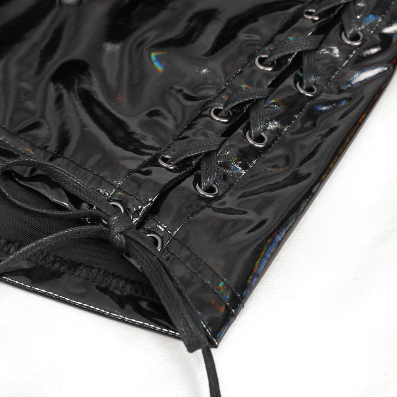 Stylish Faux Leather Mini Skirt with Lace-up Detailing