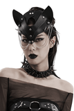 Stylish Fox Mask in Faux Leather with Studs and Chains