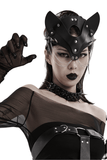 Stylish Fox Mask in Faux Leather with Studs and Chains
