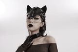 Stylish Fox Mask in Faux Leather with Studs and Chains