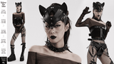 Stylish Fox Mask in Faux Leather with Studs and Chains