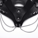Stylish Fox Mask in Faux Leather with Studs and Chains