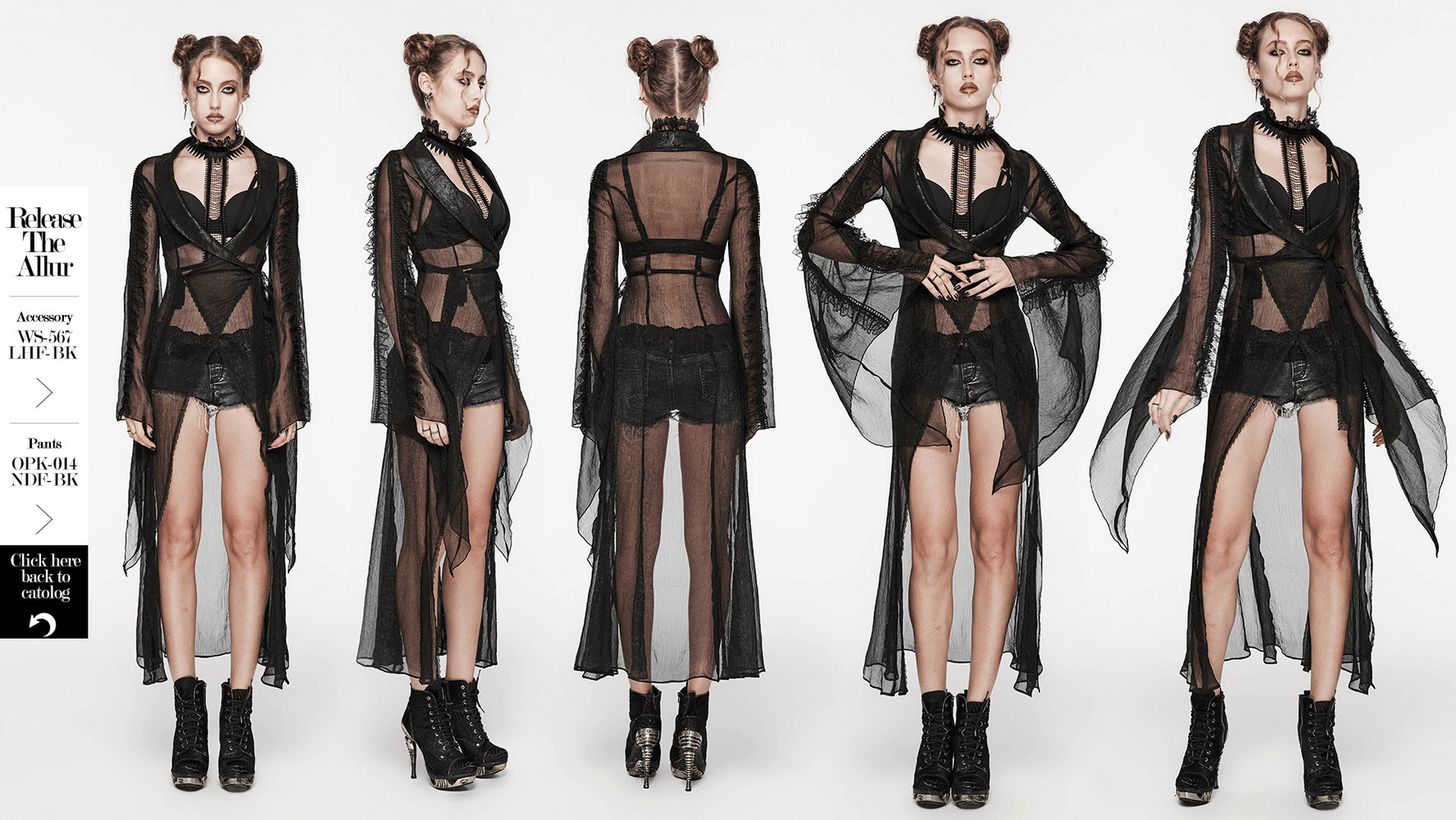 Stylish Gothic Chiffon Cape with Faux Cracked Leather