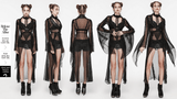 Stylish Gothic Chiffon Cape with Faux Cracked Leather