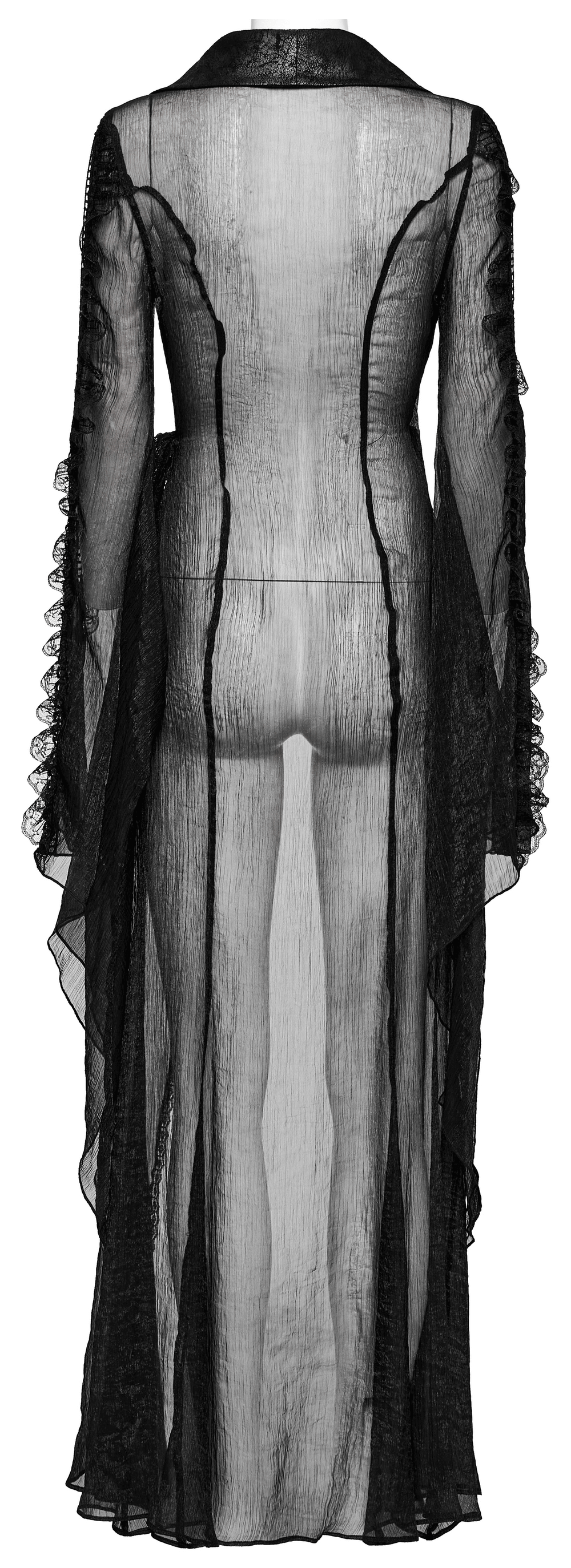 Stylish Gothic Chiffon Cape with Faux Cracked Leather