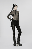 Stylish Gothic Trousers with Mesh Inserts for Women