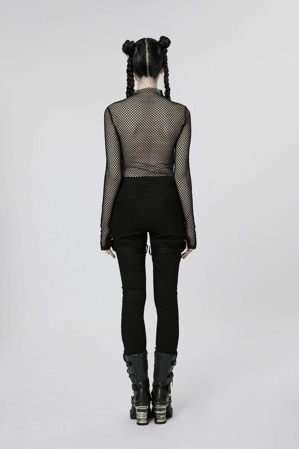 Stylish Gothic Trousers with Mesh Inserts for Women